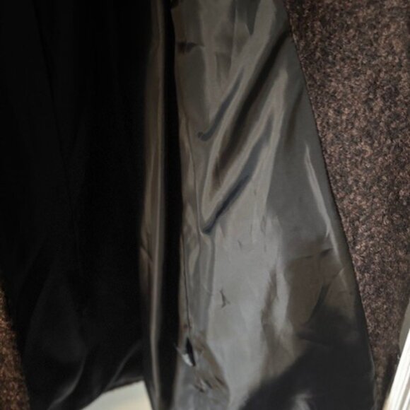 Anne Klein L Brown Coat Wool Blend Covered Button Pocket Timeless Tailored Warm - Picture 7 of 10